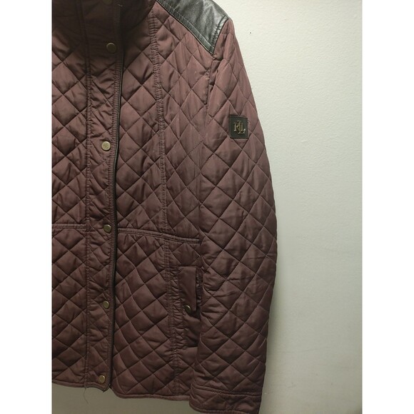 Lauren Ralph Lauren Women's Sz M Burgundy Quilted Puffer Coat Jacket - Picture 2 of 13